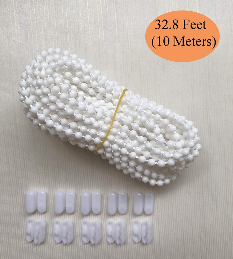 Luanxu 10 Meters (10.94 Yards) with 10 PCS of Connectors for Roller Blind Bead Chain Cord Venetian Honeycomb Vertical Shade Blind Cord for Roller Blind Replacement Parts Repair Fittings (White) - Image 4